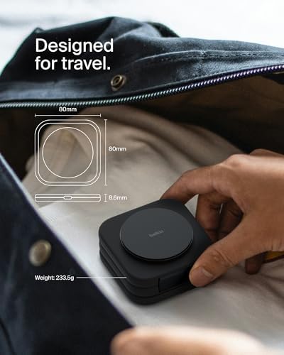 Belkin MagSafe Charger Compatible 3-in-1 Magnetic Charging Travel Pad 15W-BoostCharge Pro Foldable Qi2-Certified Wireless Charger, MagSafe-Compatible Charger for iPhone 16 Series, Apple Watch, AirPods - Image 5