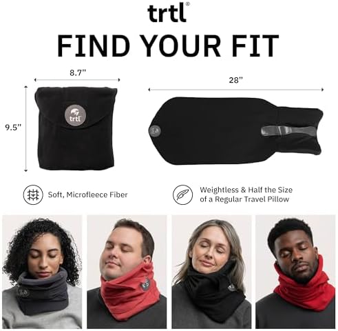 trtl Pillow - Scientifically Proven, Super Soft Neck Support Travel Pillow for Airplanes - Lightweight and Machine Washable - Ergonomic Design for Traveling on Flights, Cars, and Trains - Black - Image 3