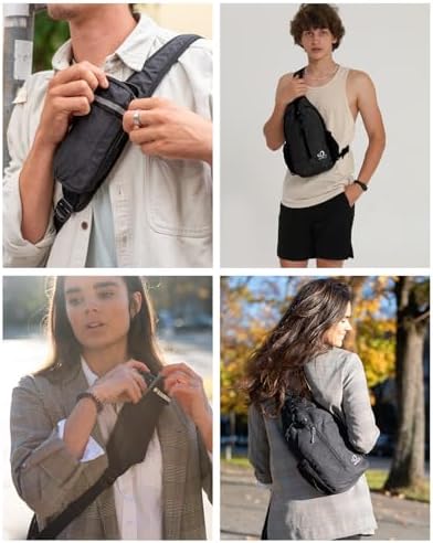 WATERFLY Crossbody Sling Backpack Sling Bag Travel Hiking Chest Bag Daypack (Black) - Image 3
