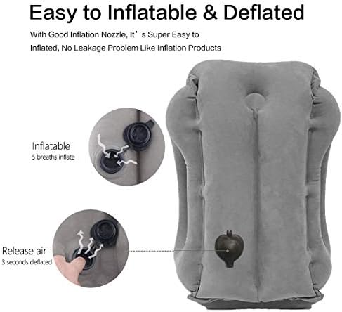 Inflatable Travel Air Pillow for Sleeping to Avoid Neck and Shoulder Pain, Comfortably Support Head and Lumbar, Used for Airplane, Car, Bus and Office (Grey) - Image 5