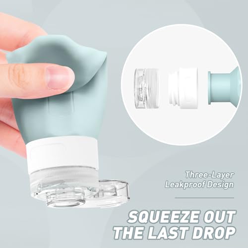 Redfly Travel Bottles for Toiletries, Tsa Approved 3oz Travel Size Containers, Leak Proof Silicone Squeezable Containers for Toiletries, BPA Free Refillable Essentials for Shampoo Conditioner Gray - Image 4