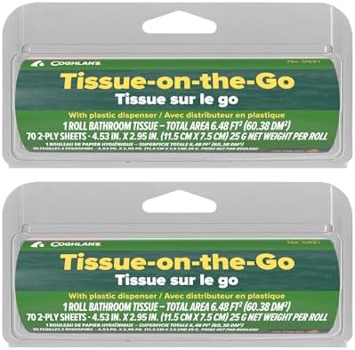 Coghlan's Tissue on The Go - Compact Travel Pack with Dispenser for Camping, Hiking, Backpacking, and Outdoor Adventures, Portable and Convenient Tissue Essentials, 2-Pack - Image 3