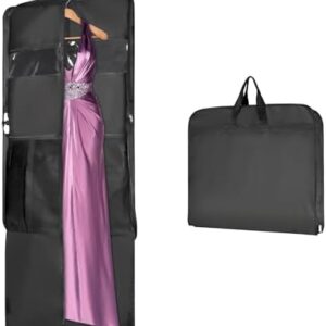 Univivi 60 '' Foldable Extra Long Dress Garment Bag, Premium Breathable & Tear-resistant Hanging Dress Cover for Travel and Closet Storage with Mesh Shoe Pocket and 2 Carry Handles