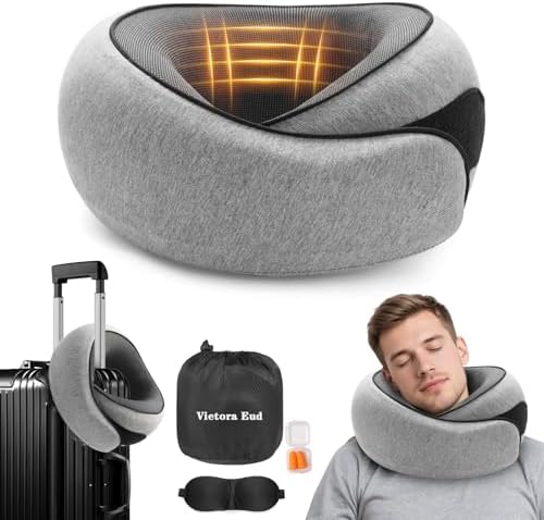 Travel Neck Pillow, Memory Foam Neck Support for Airplane, Car & Office, Breathable Portable Design with Eye Mask, Earplug Holder & Carry Bag, for Men&Women - Image 8