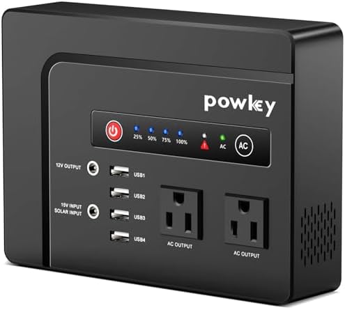 powkey 200W Portable Power Bank with AC Outlet, 146Wh Rechargeable Backup Lithium Battery, 110V Pure Sine Wave AC Outlet for Outdoor RV Trip Travel Home Office Emergency