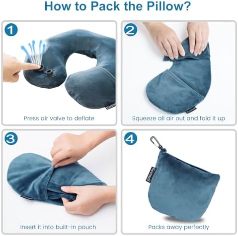 Inflatable Travel Neck Pillow for Airplane Train Car Washable Pillowcase U Shaped Office Napping Pillow - Image 7