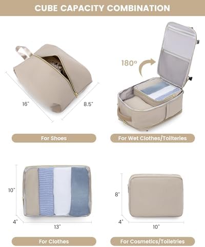 LOVEVOOK Large Travel Backpack for Women, TSA Carry on Backpack for Airplanes, 40L Personal Item Travel Bag for Women fits 17" Laptop,Waterproof Carry on Bag Airplane Approved with 3 Packing Cubes - Image 5