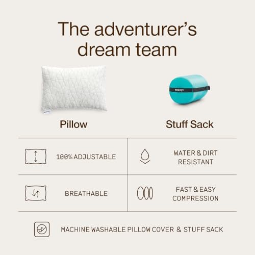 Coop Home Goods Original Travel and Camping Adjustable Pillow, Small Camping Pillow with Compressible Stuff Sack, Medium-Firm Memory Foam with Lulltra Washable Cover, CertiPUR-US Certified (19x13) - Image 4