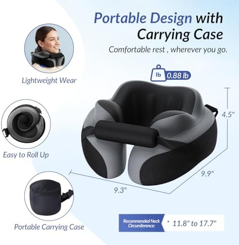 ZIKEE Ergonomic Travel Neck Pillow for Airplane, Dual-Hold Design to Stabilize Head and Neck on Flights, Ear-Free Memory Foam Airplane Travel Pillow, Quality Carrying Case, Breathable & Washable Cover - Image 6
