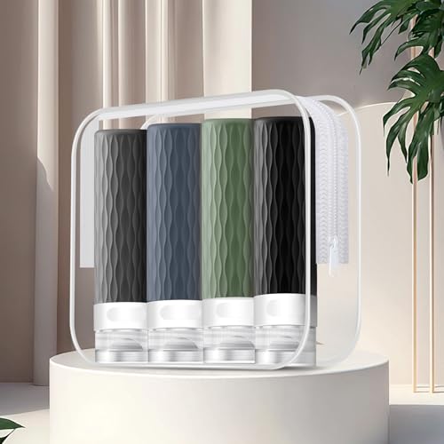 Travel Bottles for Toiletries, TSA Approved 3.4oz Travel Size Containers, BPA Free Leak Proof Silicone Traveling Bottles, Refillable Travel Essentials Kits for Shampoo Conditioner(4 Pack)-A - Image 7
