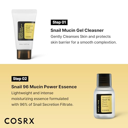 COSRX All About Snail Mucin Korean Skin Care Set, Mini Travel Essentials, Travel Size Gift Set with Snail Mucin Face Wash, Serum, Moisturizer & Eye Cream, Rejuvenating Kit - Image 4