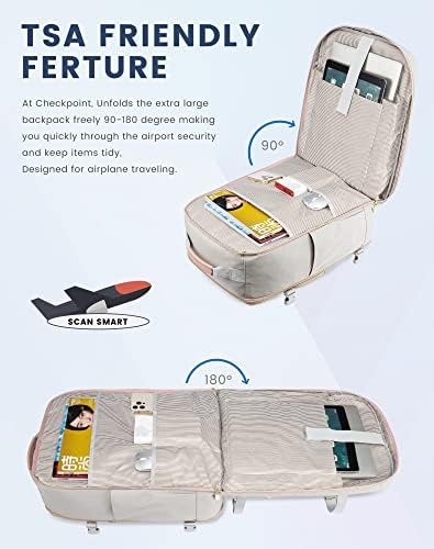 LOVEVOOK Travel Backpack for Women & Men 40L,Airline Approved Carry On Backpack Travel Essentials,TSA Carry on Luggage,Waterproof Personal Item Travel Bag,Suitcase with 3 Packing Cubes,Light gray-Pink - Image 9