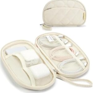 BAGSMART Cord Organizer Travel Cable Bag, Compact Tech Electronic Organizer Travel Case, Essentials for Charger, Cable, Phone, Flash drive - Beige