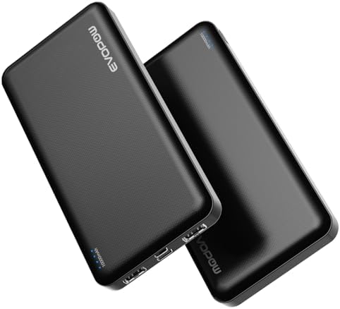 2 Pack Portable Charger, Slimmer 10000mAh Power Bank, USB C in&Out Fast Charging Battery Pack, Portable Power Bank for iPhone 16 15 14 13 12 Tablet Samsung S23 S22 Pixel and Heated Vest (Black)
