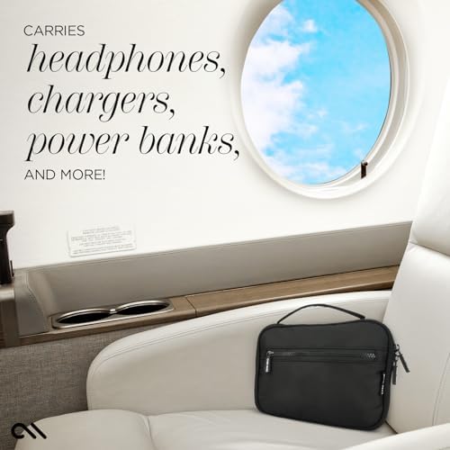 Case-Mate Electronic Organizer Travel Case - Portable Tech Travel Pouch w/Multiple Storage Mesh Pockets for Cable, Cord, Charger, Power Bank, Airpods - Airplane Essentials Bag - Black - Image 6