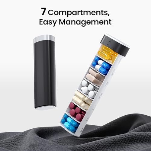 Betife Travel Pill Organizer Weekly 7 Day, Compact Daily Pill Box, Portable Medicine Case, Cute Pill Holder for Vitamins Supplements, Drawer-Shaped Pills Organizer (Black) - Image 5