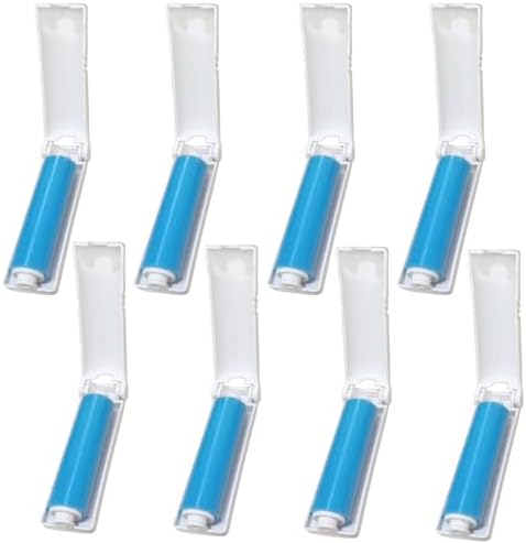 Mini Reusable Lint Roller for Travel, 8 Pack Washable Foldable Lint Remover with Sticky Gel, Portable, Compact and Easy to Clean for Clothes and Luggage Use (Blue)
