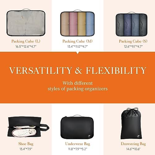 HOTOR Packing Cubes for Suitcases - 6 Pieces, Light Packing Cubes for Travel, Premium Suitcase Organizer Bags Set, Space-Saving Luggage Organizers, Travel Accessories and Essentials, Black - Image 3