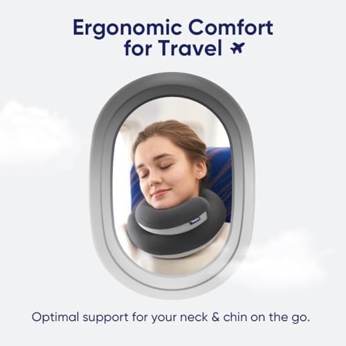 Vesta Loop Neck Pillow for Travel, Spiral Wrapping Design for Enhanced Chin & 360º Support, S-Shape Memory Foam Airplane Pillow for Flight, Car, Office, and at Home (Space Grey, S-Shape) - Image 2