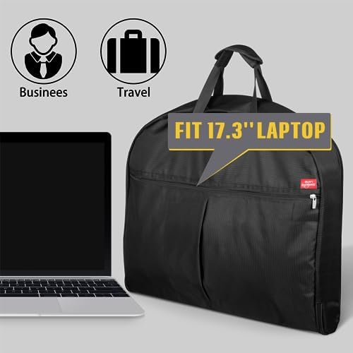 SLEEPING LAMB Heavy Duty Garment Bag for Travel, 43''Waterproof Suit Bag for Men Travel and Foldable Carry On Garment Bag for Hanging Clothes with Large Pocket in Business Trip, Black - Image 5