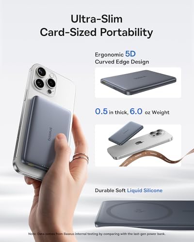 Baseus Picogo Magsafe Portable Charger, Qi2 15W 0.5" Ultra Slim 10000mAh Wireless Power Bank, 27W Fast Charging Magnetic Battery Pack with USB-C for iPhone 17 Pro Max/17 Pro/Air/16/15/14/13/12 - Image 4
