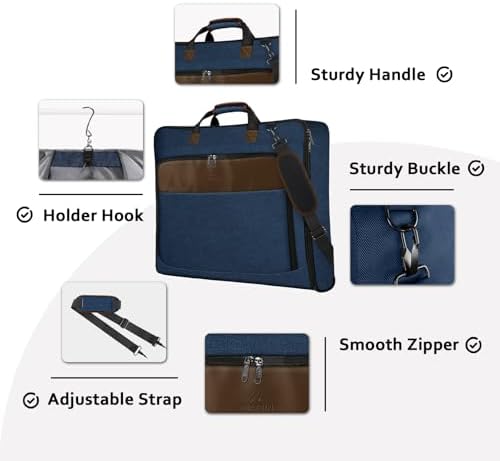 MATEIN Travel Garment Bags, Large Convertible Carry On Garment Bag For Men Women, Wrinkle-Free Hanging Travel Suit Luggage with Shoulder Strap, 2 in 1 Suit Carrier Suitcase For Business Trip, Blue - Image 4