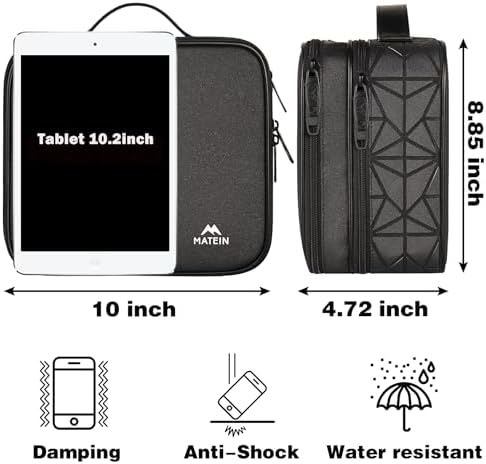 MATEIN Cable Organizer Bag, Waterproof Travel Electronic Storage, Shockproof Portable Double Layer Tech Bags Carrying Case for Cord, Earbuds, Charger, SD Card, DJ Gifts, Black - Image 6