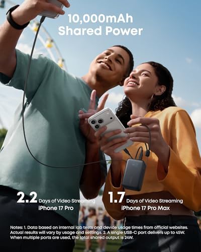 Anker Nano Portable Charger, 45W 10000mAh with 2.3 ft Retractable Cable, Compact Power Bank, Travel Essential Phone Battery Pack for iPhone 17/16 Series, iPad, Galaxy, Pixel, and More - Image 6