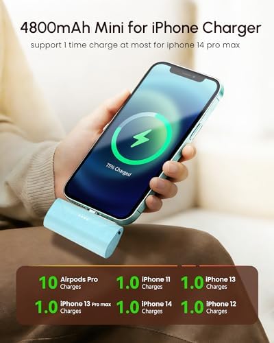 Little Blue Power Bank Battery Charger for iPhone 11 Pro, 4800mah Portable Charger Ultra-compact External Battery for Lightning Port, Mini Power Charger ompatible With iPhone 14/13/12 pro max/6s/6/7/8 - Image 6