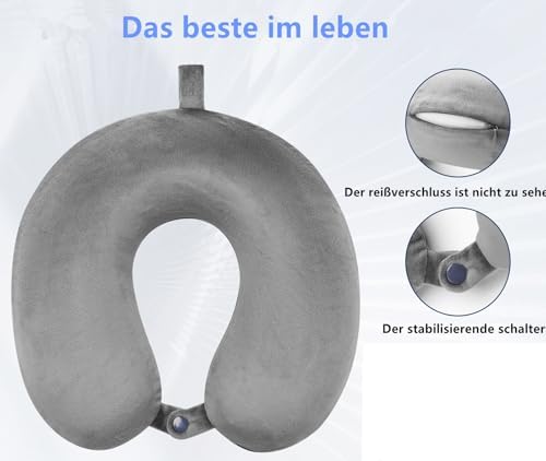 Travel Pillow 100% Pure Comfortable U Shape Memory Foam Pillows Neck and Head Support Portable Travel Neck Pillow Suitable for Planes Airplane for Traveling,Train,Self-Drivingng Car,(Grey) - Image 5