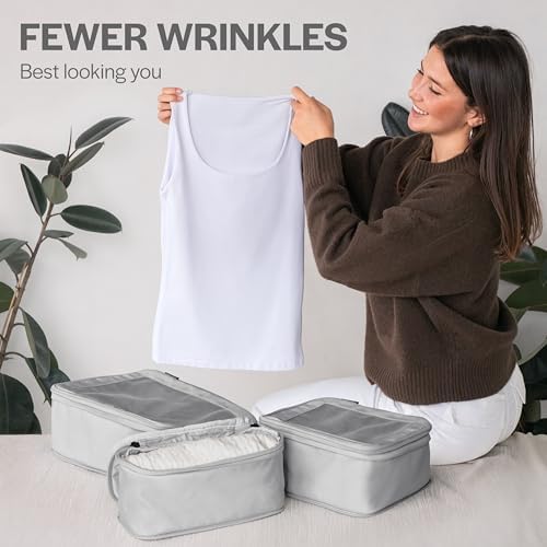 Aerotrunk Compression Packing Cubes for Travel - Luggage Organizer Bags - Double Zipper Packing Cubes for Suitcases (6-Pack, Light Grey) - Image 8