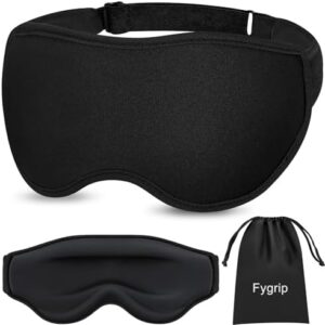 3D Eye Mask Sleep Mask for Men & Women, 100% Pressure-Free & Light Block-Out Eye Mask for Sleep with Easy Adjustable Strap, Night Eye Cover for Travel, Black