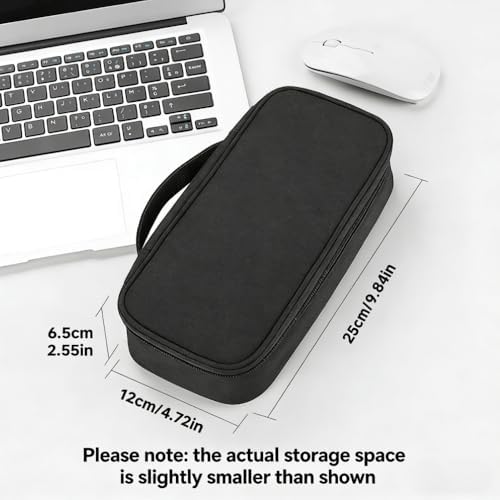 Teskyer Tech Organizer Pouch – Portable Waterproof Electronics Bag with Compartments for Cables, Chargers, Earbuds & Phone (Black) - Image 2