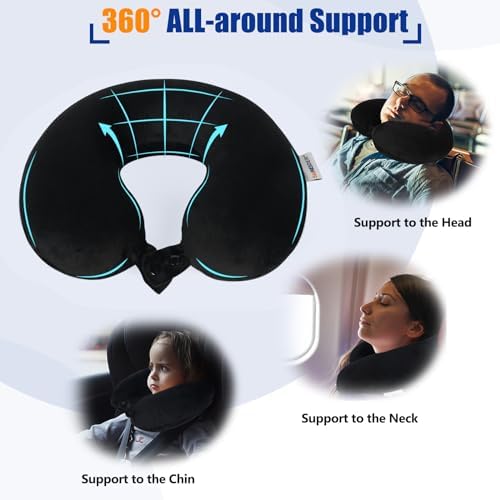 SAIREIDER Travel Pillow 100% Pure Memory Foam Travel Neck Pillow, Airplane Pillow for Traveling、Car、Home、Office,Washable Cover(Black) - Image 3