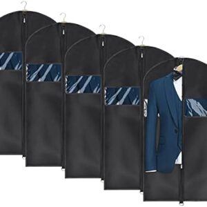 Univivi Garment Bag Suit Bag for Storage and Travel 43 inch, Washable Suit Cover for T-Shirt, Jacket, Suits, Coats, Set of 5, Oxford Fabrics
