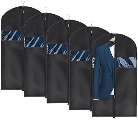 Univivi Garment Bag Suit Bag for Storage and Travel 43 inch, Washable Suit Cover for T-Shirt, Jacket, Suits, Coats, Set of 5, Oxford Fabrics