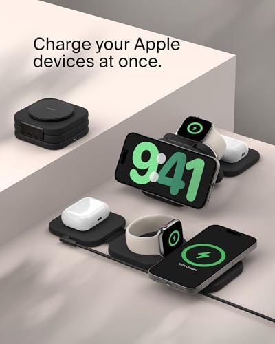 Belkin MagSafe Charger Compatible 3-in-1 Magnetic Charging Travel Pad 15W-BoostCharge Pro Foldable Qi2-Certified Wireless Charger, MagSafe-Compatible Charger for iPhone 16 Series, Apple Watch, AirPods - Image 2