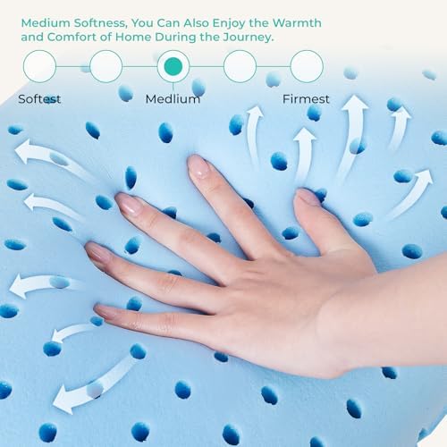 Travel Pillow Memory Foam Pillows, Camping Pillow-Compressible Medium Firm, Breathable Cover, Ideal Backpacking Hiking, Bed Pillows, Airplane and Car (Light Grey, S) - Image 3