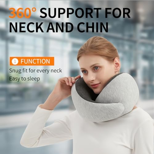 Travel Neck Pillow Airplane, Memory Foam Travel Pillows for Comfort on Sleeper Hold Compact and Ergonomic Design for Traveling Car Rides Home Road Trip Essentials for Adults and Kids (Grey) - Image 5