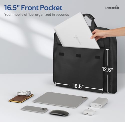 MISSLO Carry On Garment Bags for Travel with Shoe Compartment 42'' Suit Travel Bags for Men Heavy duty Fabric Luggage Hanging Bag for Clothes Suit Carrier with Shoulder Strap for Business Trips, Black - Image 4