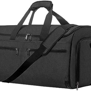 Garment Duffle Bags for Travel, Bukere Convertible Carry on Garment Duffel Bag for Men Women, Shoe Compartment, 2 in 1 Hanging Dress Suitcase Suit Travel Bags, Midnight Grey