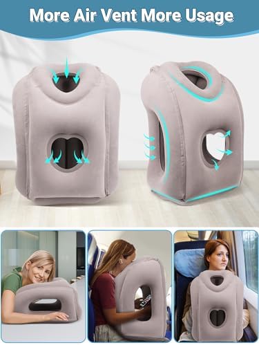 Maliton Inflatable Travel Pillow for Airplane Comfortable Sleeping to Relieve Neck and Shoulder Pain, Support Head Inflatable Pillow for Long Flights, Used for Airplanes, Cars, Trains, Office(Grey) - Image 5