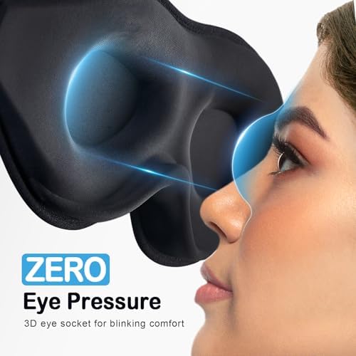 LitBear Breathable Sleep Mask, 3D Eye Mak Sleep for Side Sleepers Women Men, Light Blocking Sleeping Mask with Adjustable Strap, Soft Lightweight Eye Cover for Travel, Night Work, Nap, Office - Blue - Image 5