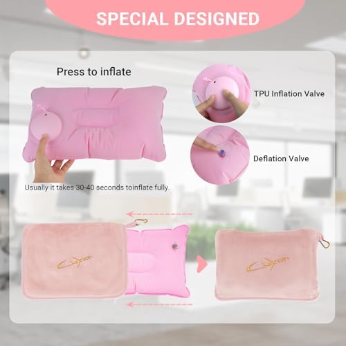 Travel Blanket & Pillow Set, 300 GSM Soft Fleece, 60x43 Inches, 3-in-1 Airplane Blanket, Travel Pillow and Blanket Set, Travel Blanket Airplane Compact with Bag, Travel Essentials, Pink - Image 5