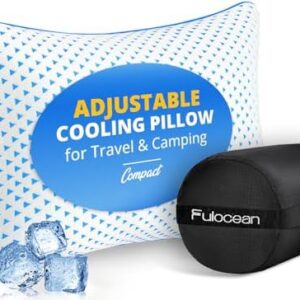 Small Cooling Memory Foam Pillow for Travel & Camping, Compressible Adjustable Pillow for Medium Firm Neck Knee Lumbar Support,Washable, Ideal Sleeping, Car, Airplane, Toddler & Backpacking, Gifts