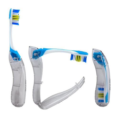 GUM Folding Travel Toothbrush - Compact Head + Tongue Cleaner - Soft Bristled Travel Toothbrushes for Adults 1ct (Pack of 6) - Image 3