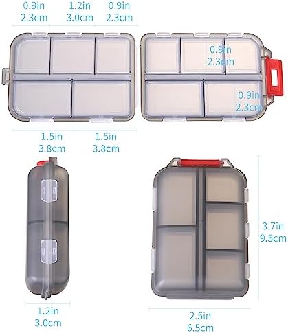 1Pack Travel Pill Organizer - 10 Compartments Pill Case, Compact and Portable Pill Box, Perfect for On-The-Go Storage, Pill Holder for Purse Gray - Image 3