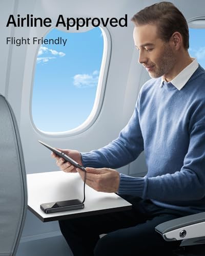 Portable Charger with Built in Cable - Power Bank Fast Charging USB C LED Display 10000mah Battery Pack 5 Outputs & 3 Inputs for Travel Essentials iPhone Samsung Android Phones Tablets Black - Image 7