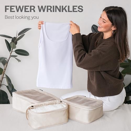 Aerotrunk Compression Packing Cubes for Travel - Luggage Organizer Bags - Double Zipper Packing Cubes for Suitcases (6-Pack, Beige) - Image 8