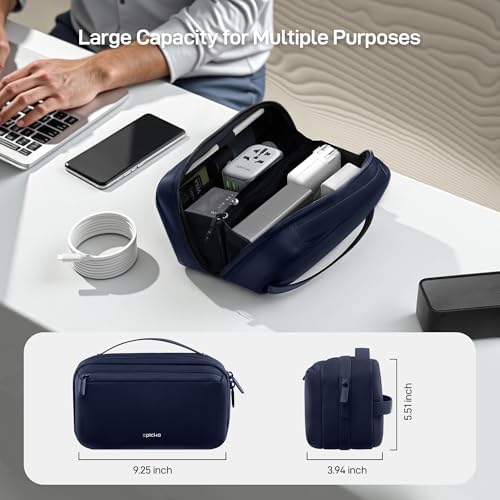 EPICKA Electronics Organizer Travel Case - Cable Organizer Bag for Travel Accessories, Tech Pouch for Cords, Charger, Adapter, Cables, Power Bank, Waterproof Storage Bag with Luggage Strap, Navy - Image 8